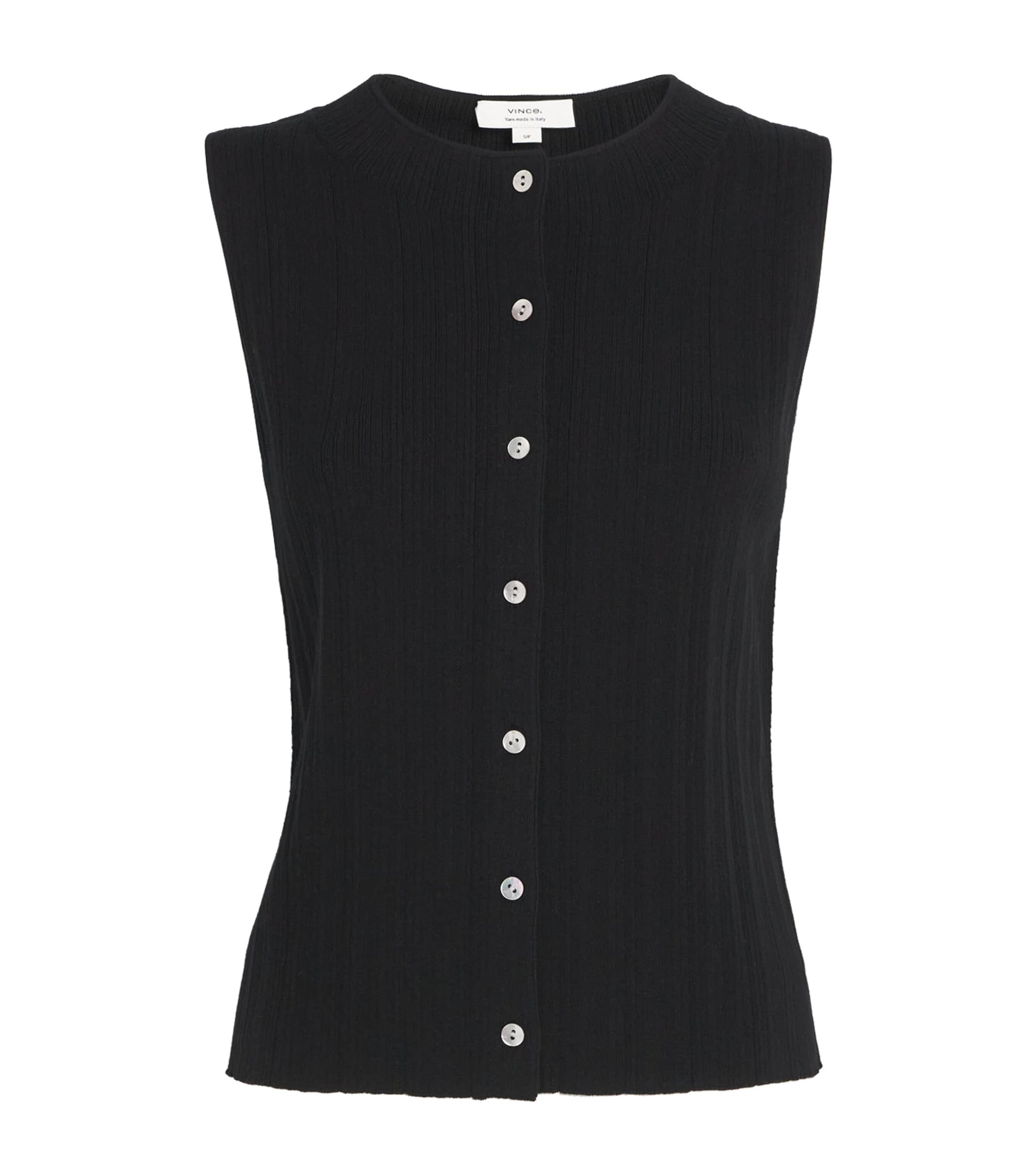 Vince Black Sleeveless Button-Up Top