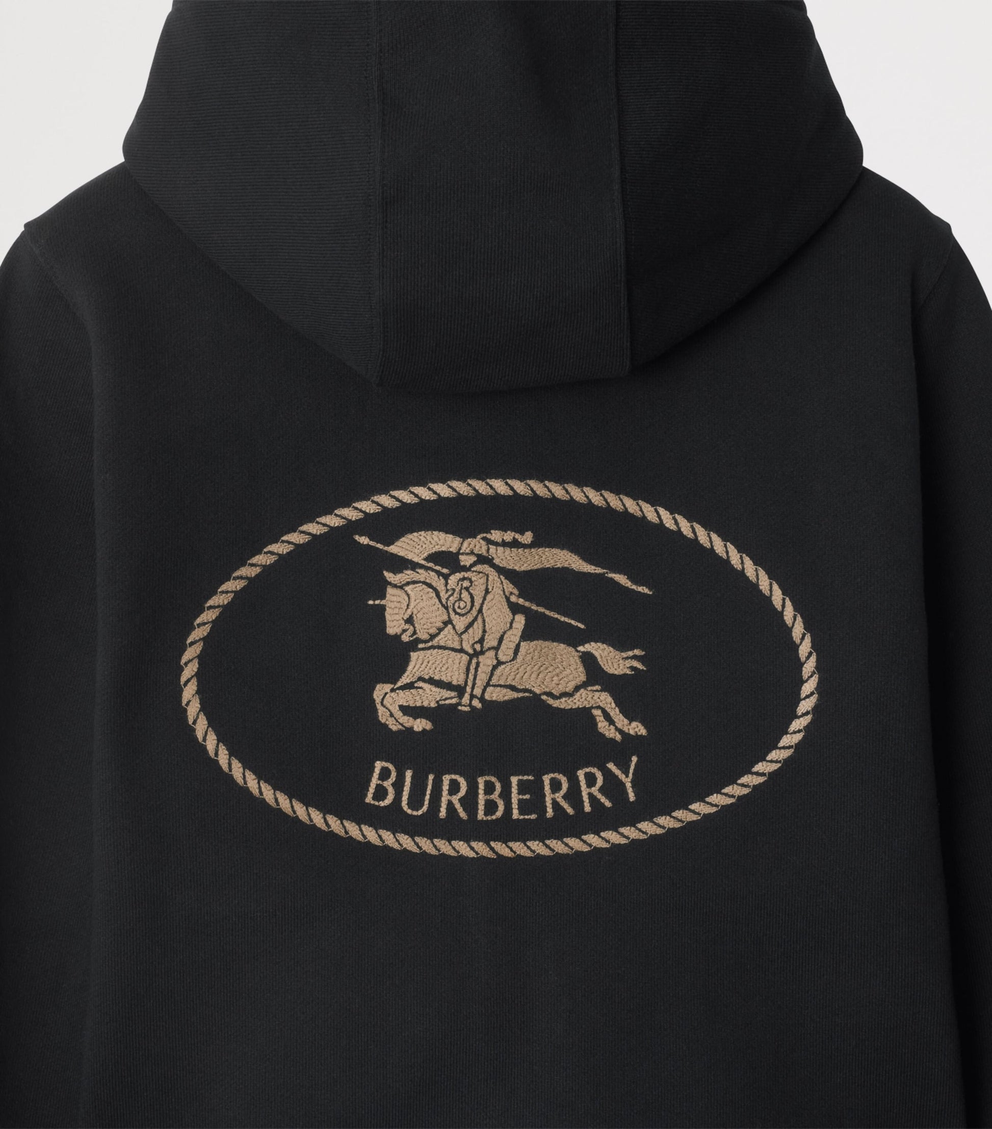 Black Cotton Knight Stamp Hoodie