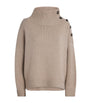 Beige Wool-Cashmere Buttoned Sweater
