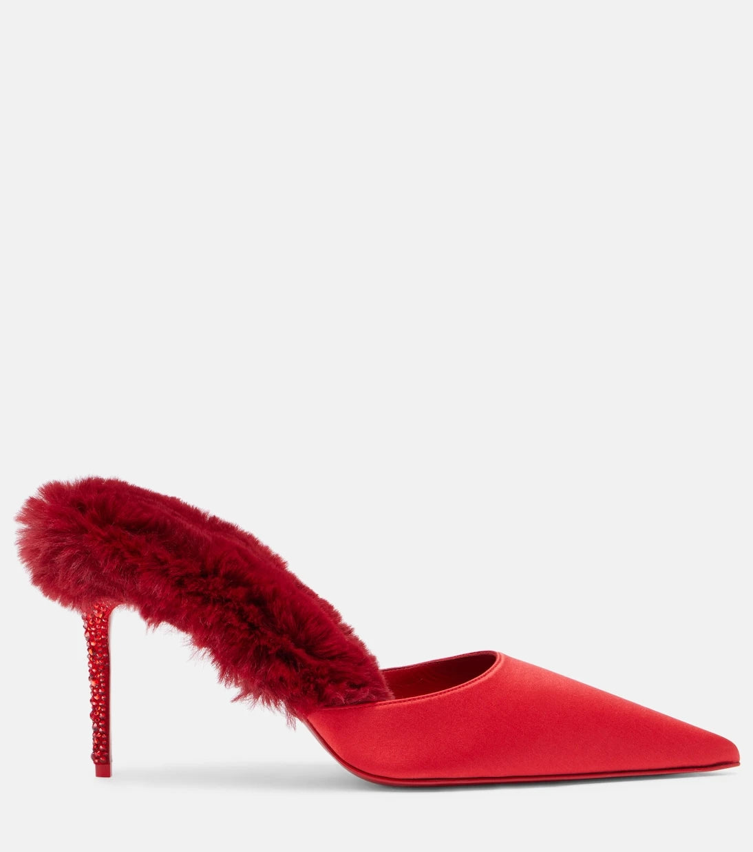Christian Louboutin - Km Fur 85 crêpe satin mules
