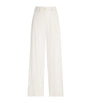 White Kid Cashmere Wide-Leg Tailored Trousers