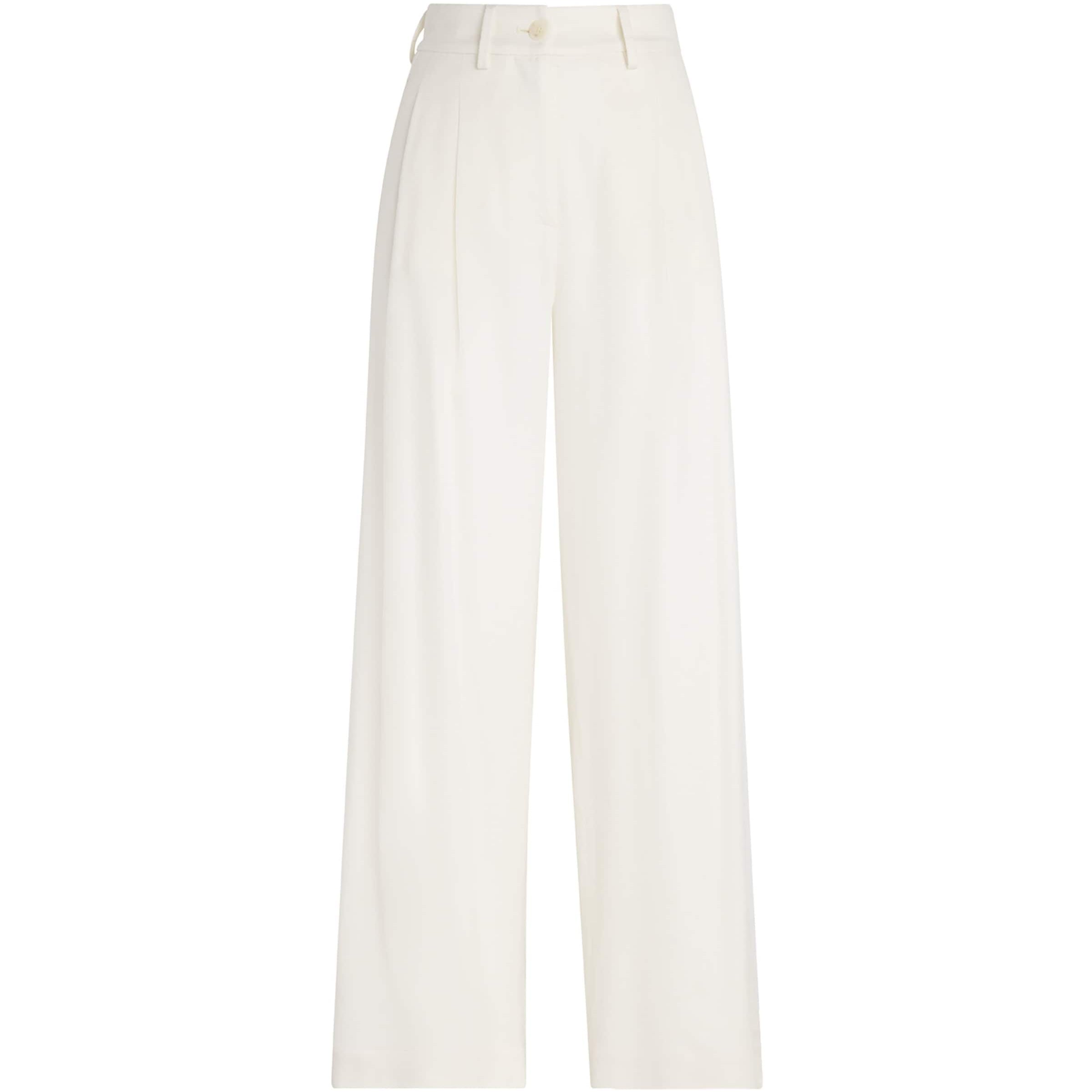 White Kid Cashmere Wide-Leg Tailored Trousers