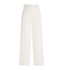 Colombo White Kid Cashmere Wide-Leg Tailored Trousers