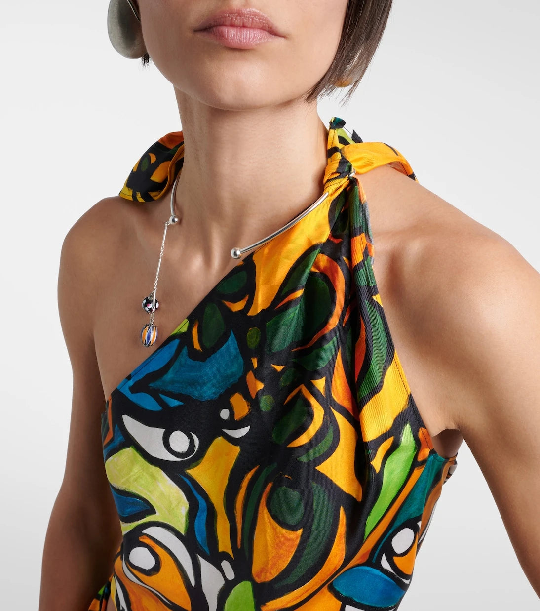 Christopher Esber - Printed draped silk top