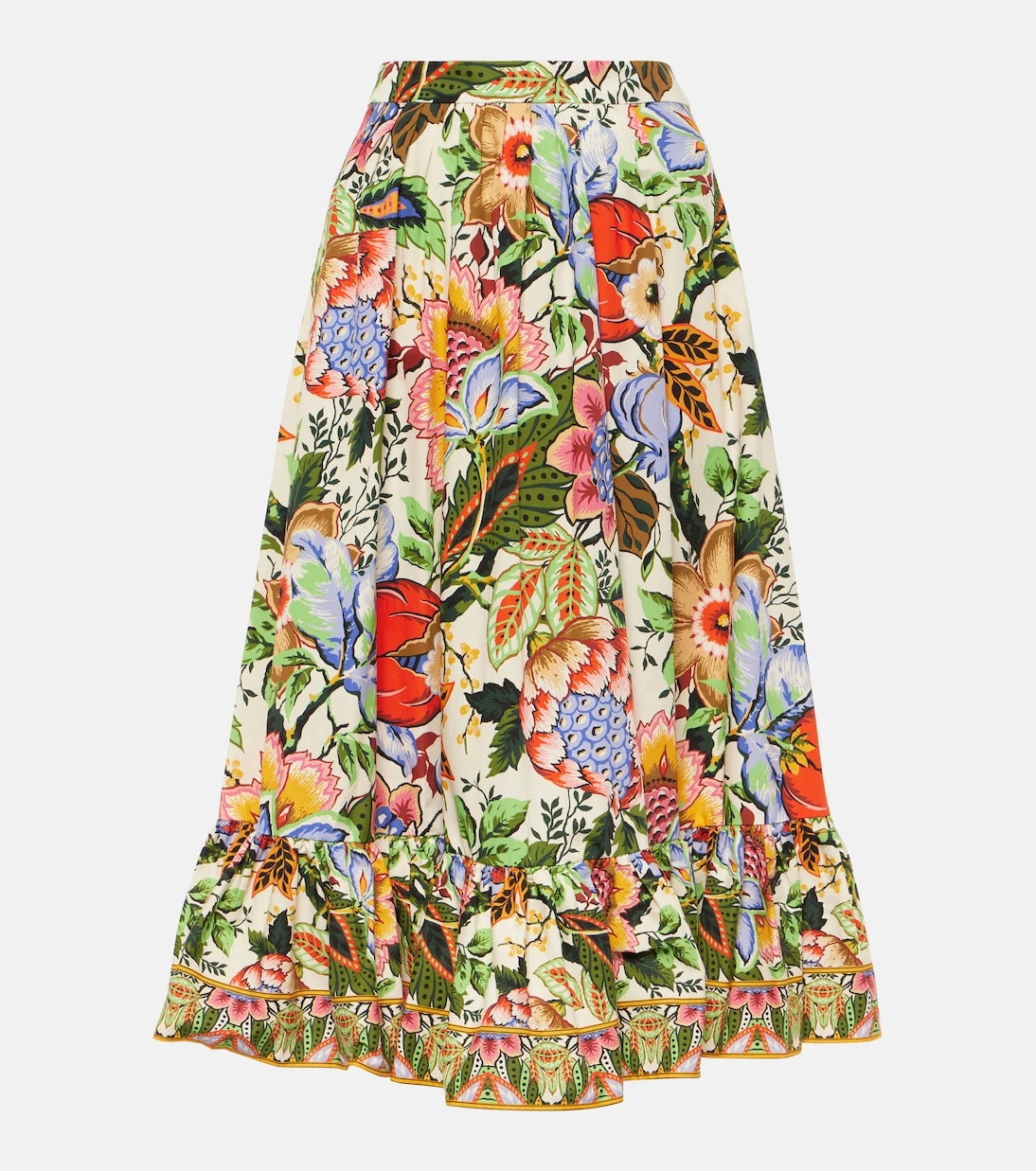 Etro - High-rise floral cotton midi skirt