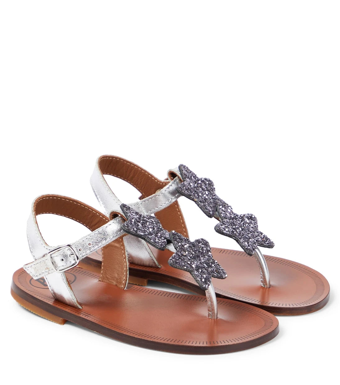 PèPè - Laminato appliqué leather sandals