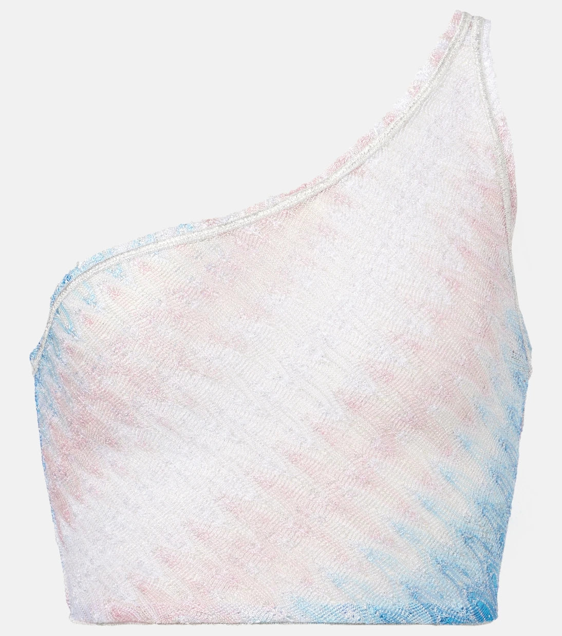 Missoni - بلوزة قصيرة بكتف واحد بنمط ويف
