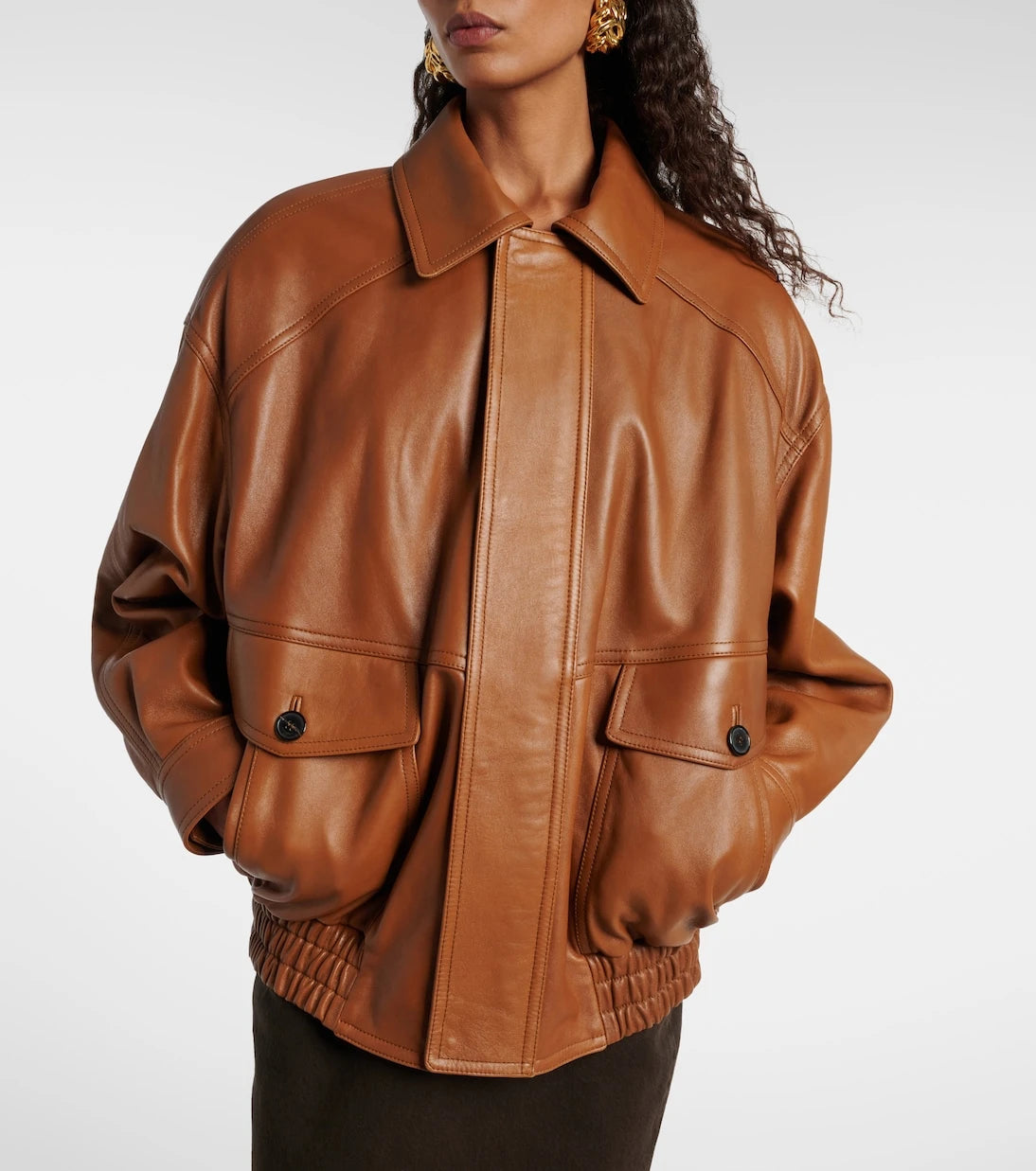Saint Laurent - Oversized leather bomber jacket