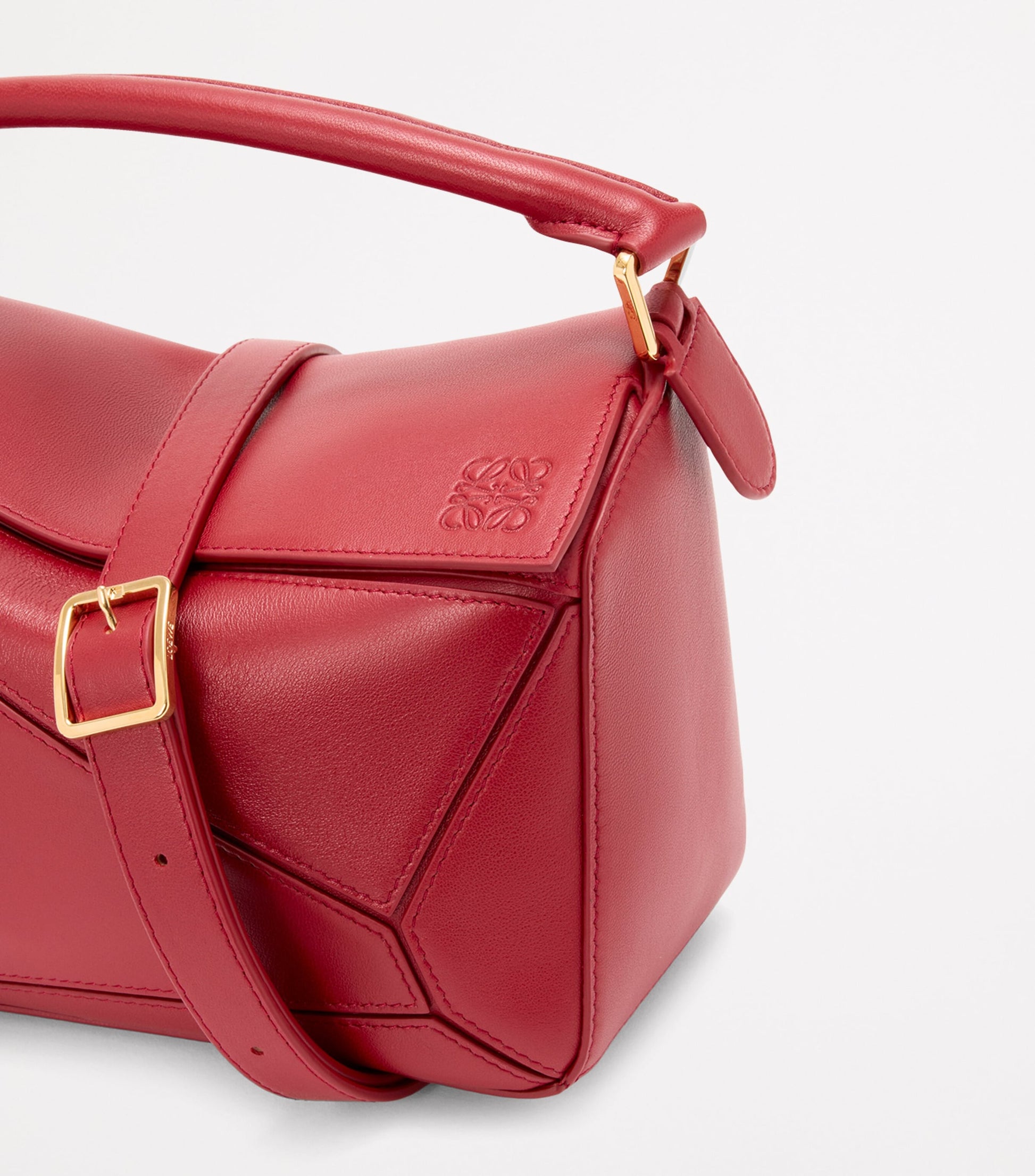 LOEWE Red Small Leather Featherlight Puzzle Top-Handle Bag