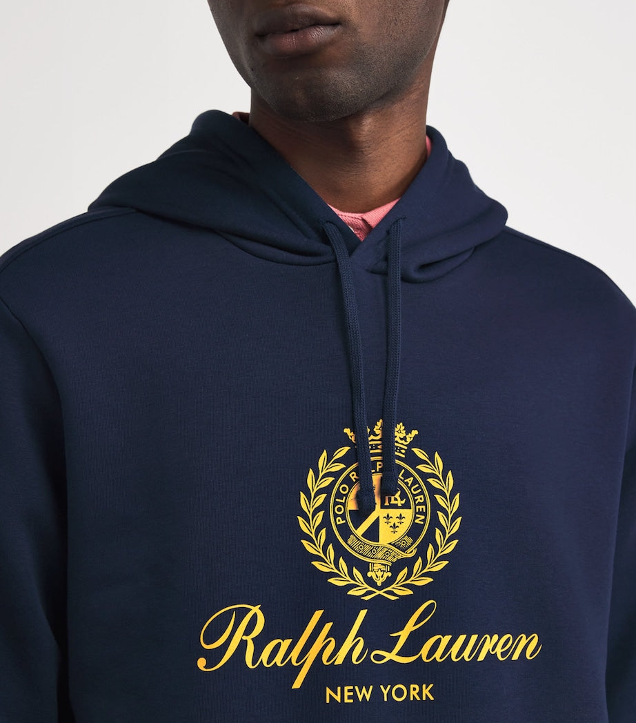 Cotton-Blend Polo Crest Hoodie NAVY