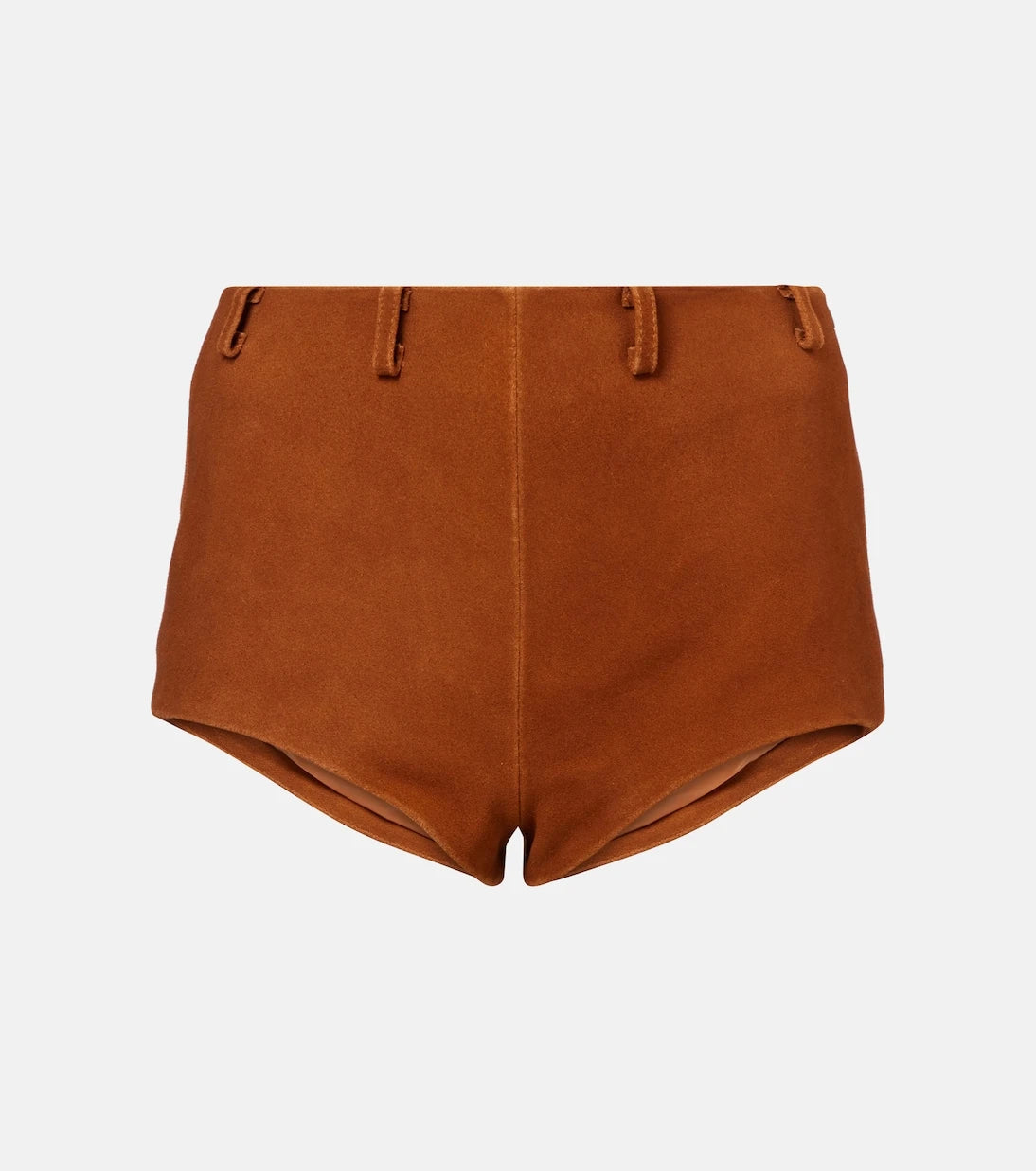 Self-Portrait - High-rise suede shorts