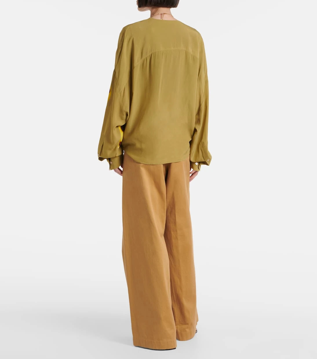 Dries Van Noten - Baskılı dökümlü saten bluz