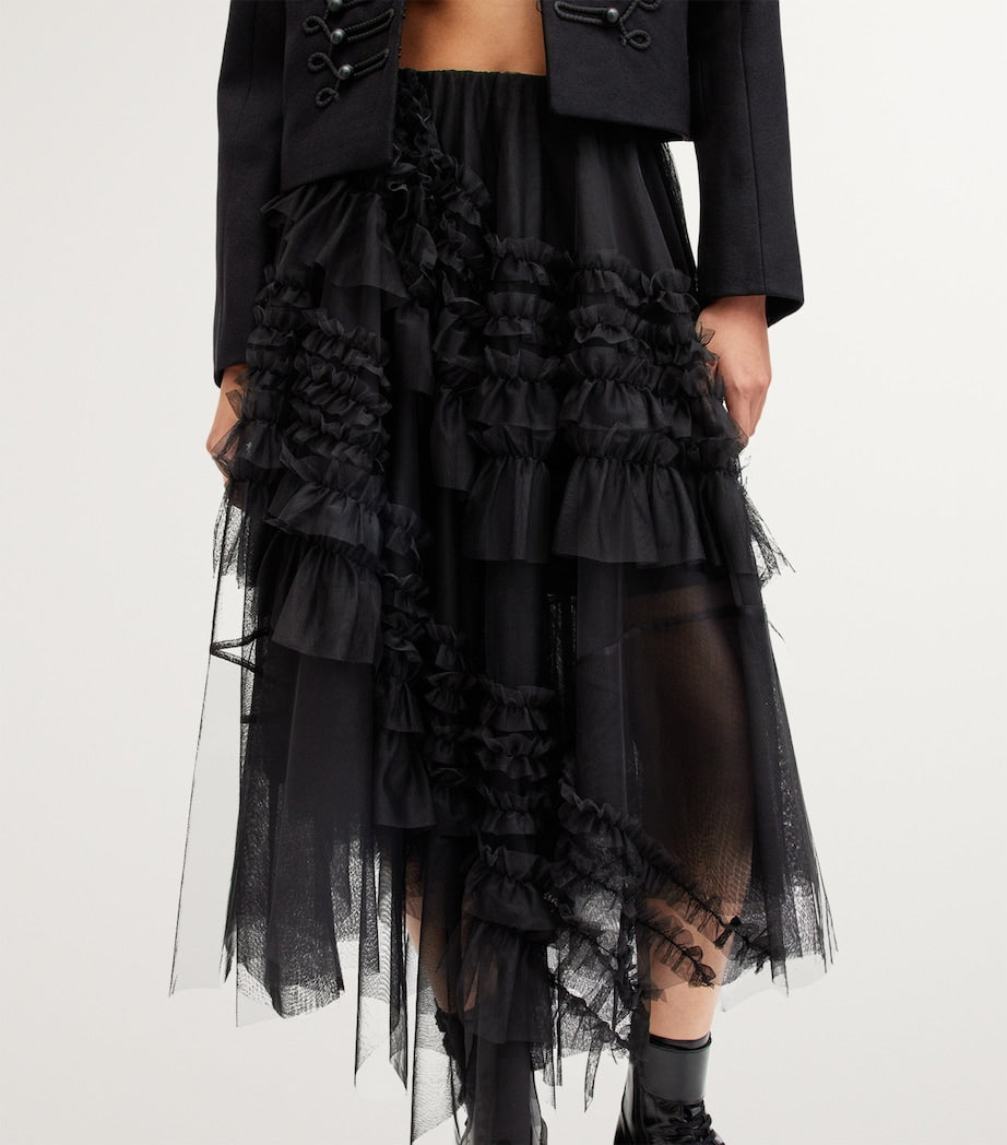 Black Tulle Jen Midi Skirt