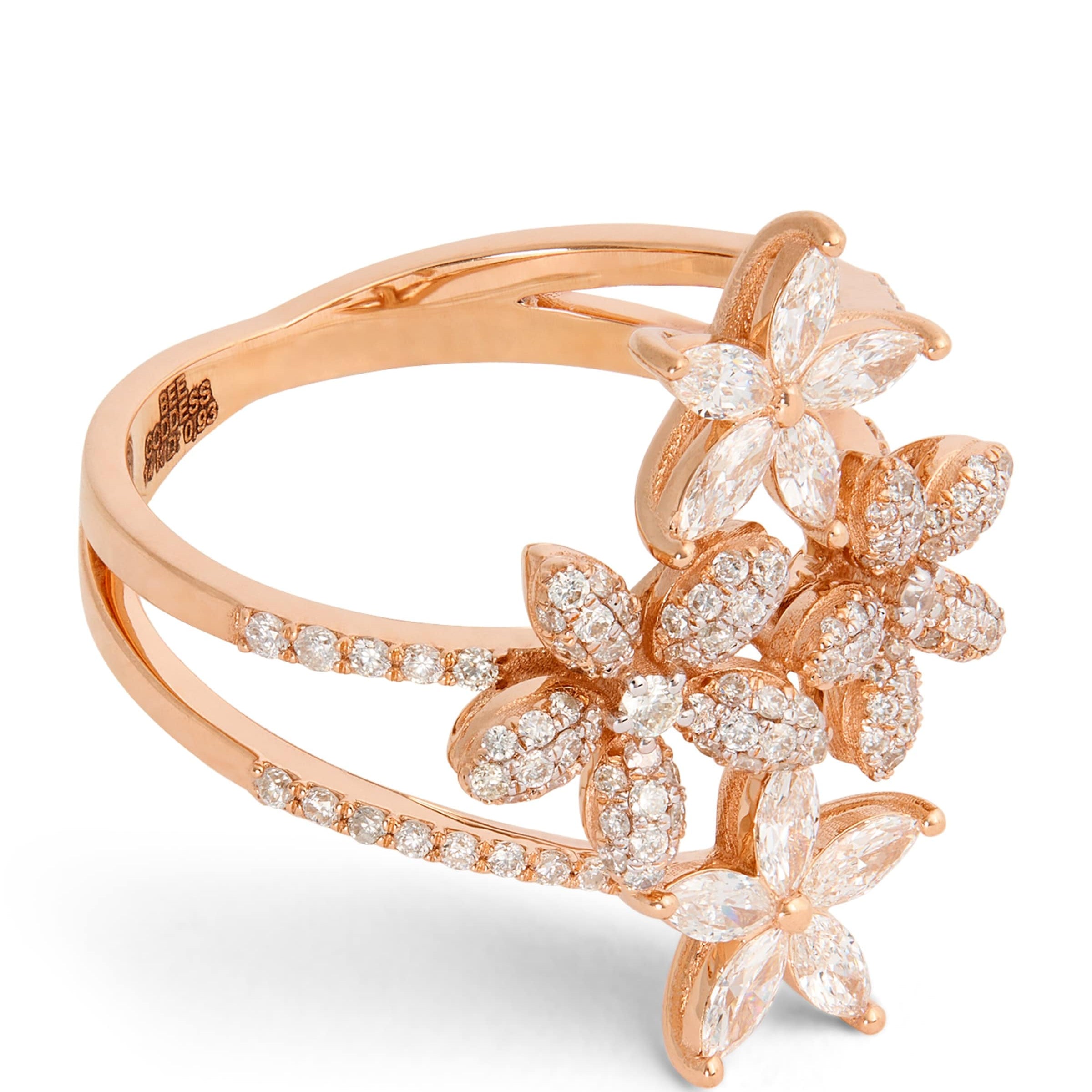 Bee Goddess Rose Gold and Diamond Apple Seed Ring (Size 16.5)