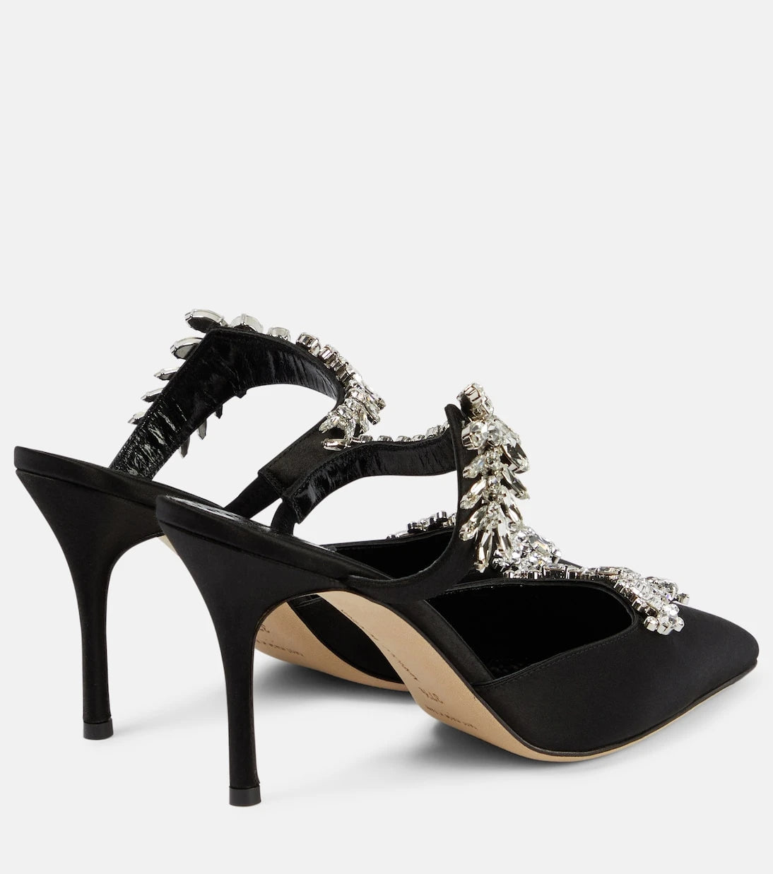 Manolo Blahnik - حذاء المول Lurum 90 المصنوع من الساتان والمزدان بالزخارف