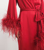 Gilda & Pearl Red Silk-Ostrich Feather Long Robe