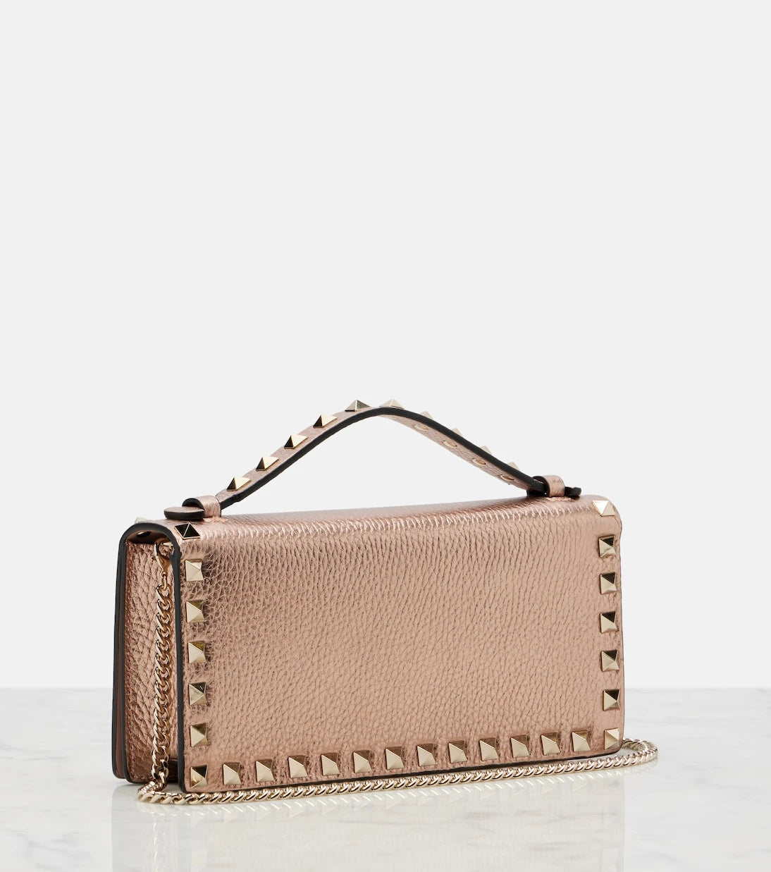 Valentino Garavani - Rockstud Mini metallic leather crossbody bag
