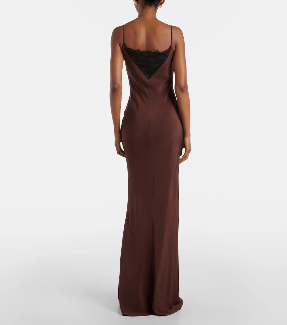 Roland Mouret - Lace-trimmed silk satin gown