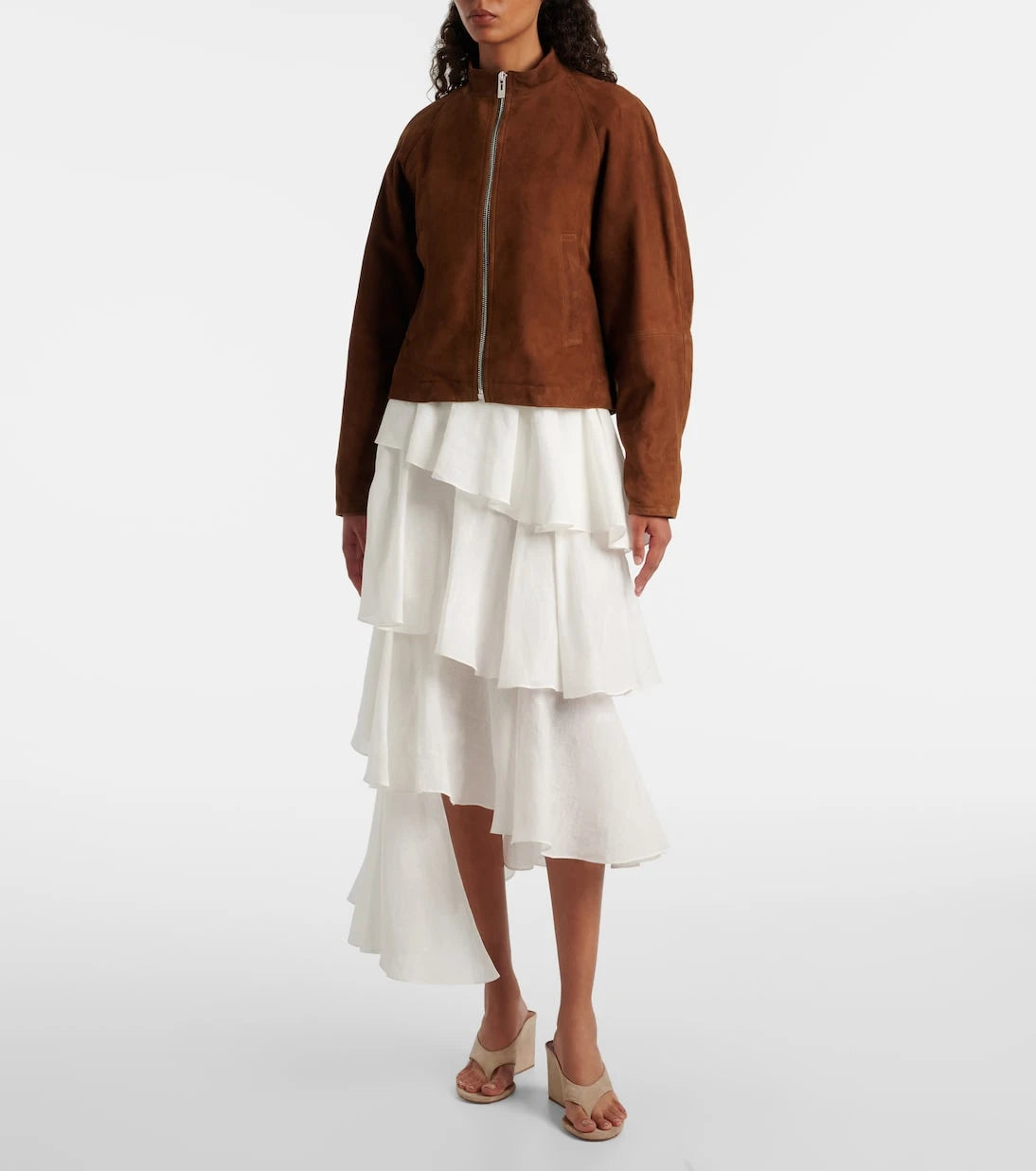 Alaïa - Asymmetric cotton and linen maxi skirt