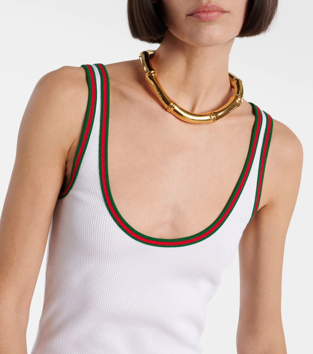 Gucci - توب تانك من القطن بنسيج مضلّع