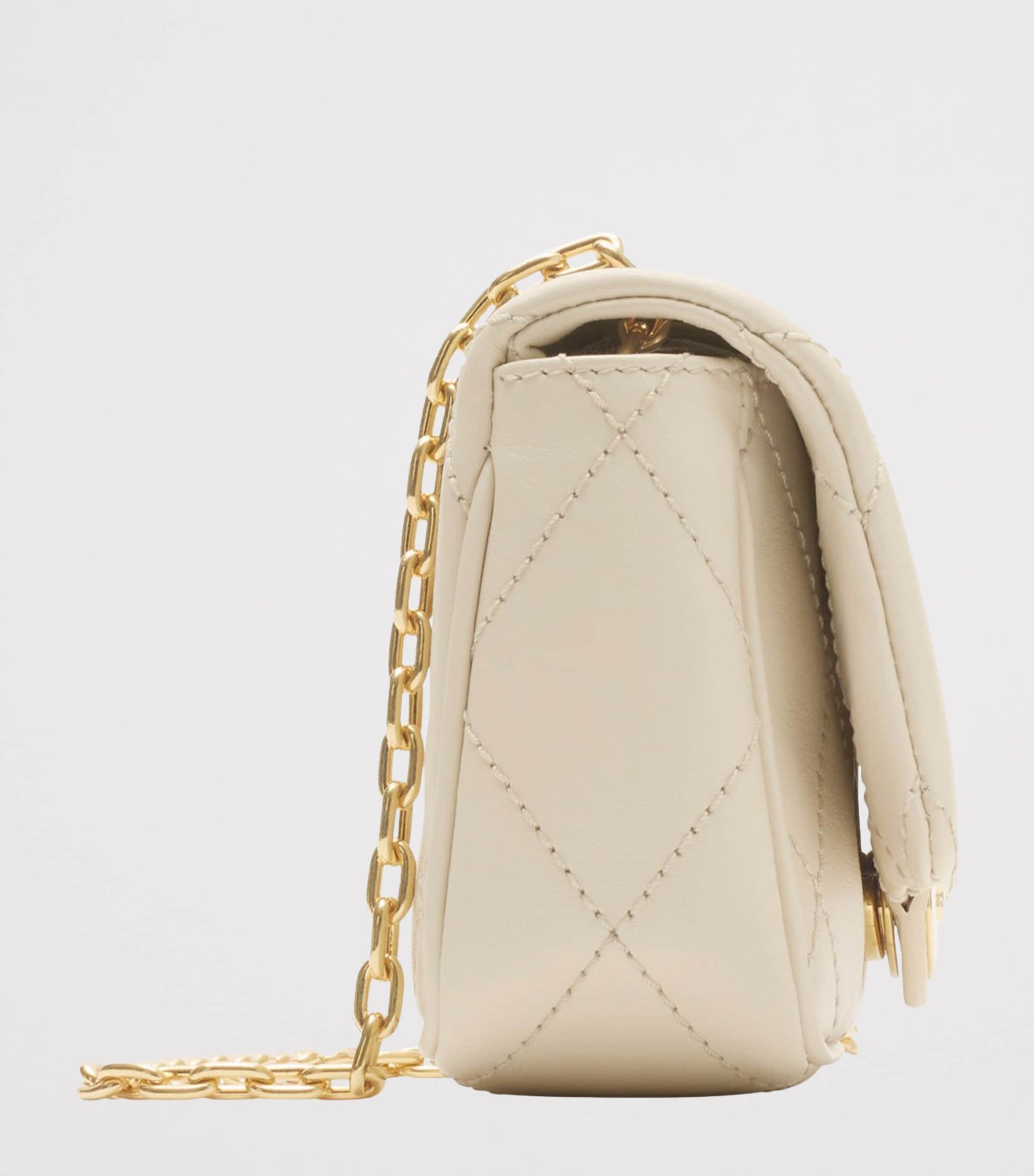 Ivory Leather Quilted Clutch Bag