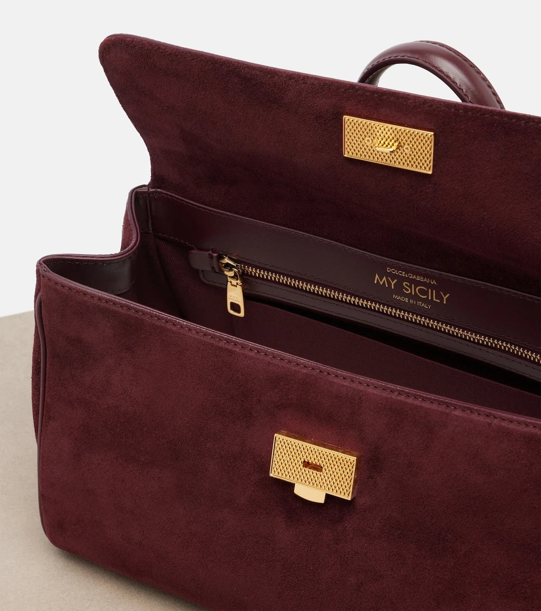Dolce&Gabbana - Sicily Medium suede top-handle bag