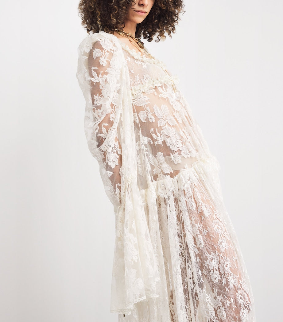 White Lace Long-Sleeve Maxi Dress