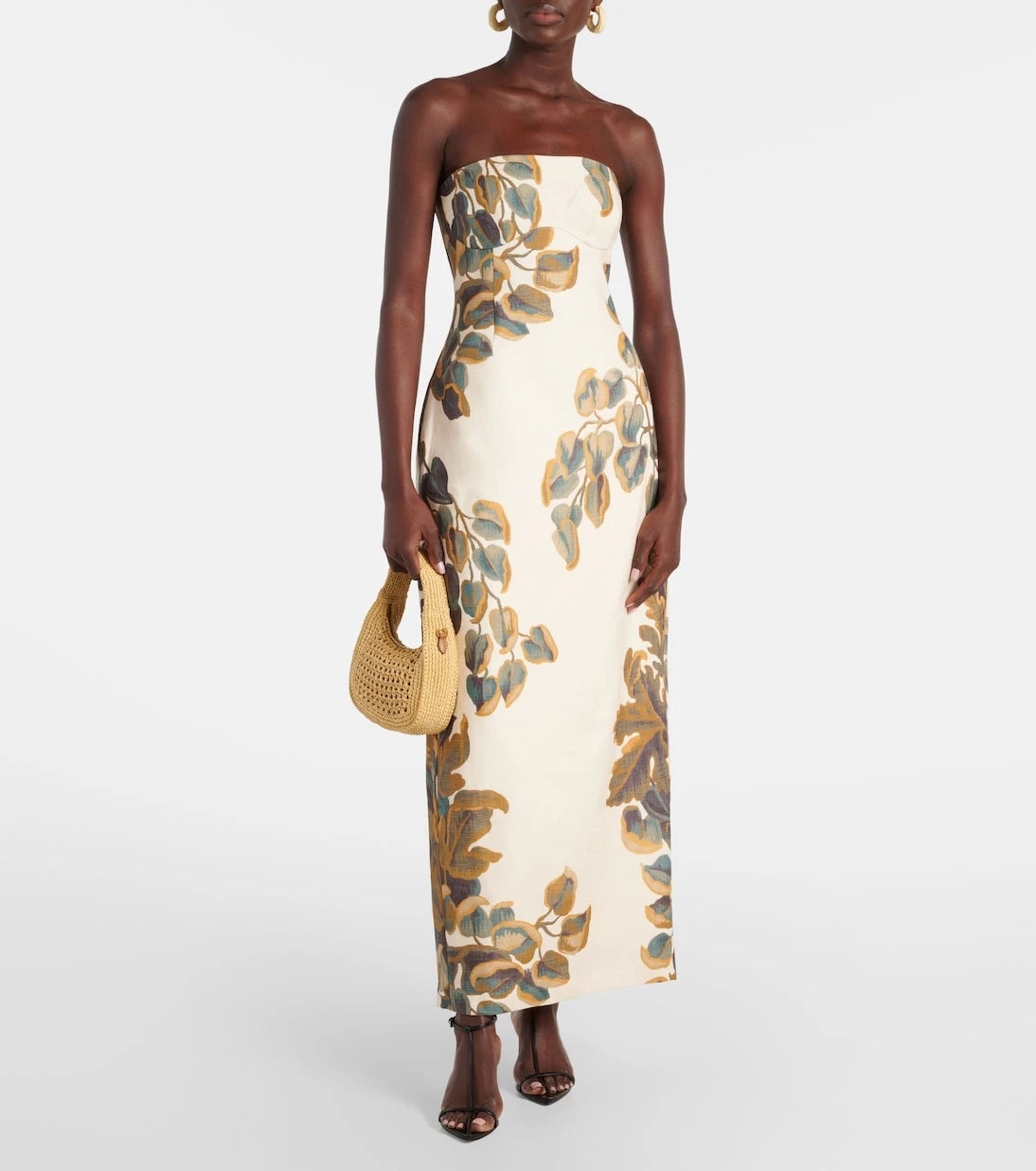 SIR - Evalita floral linen bustier dress