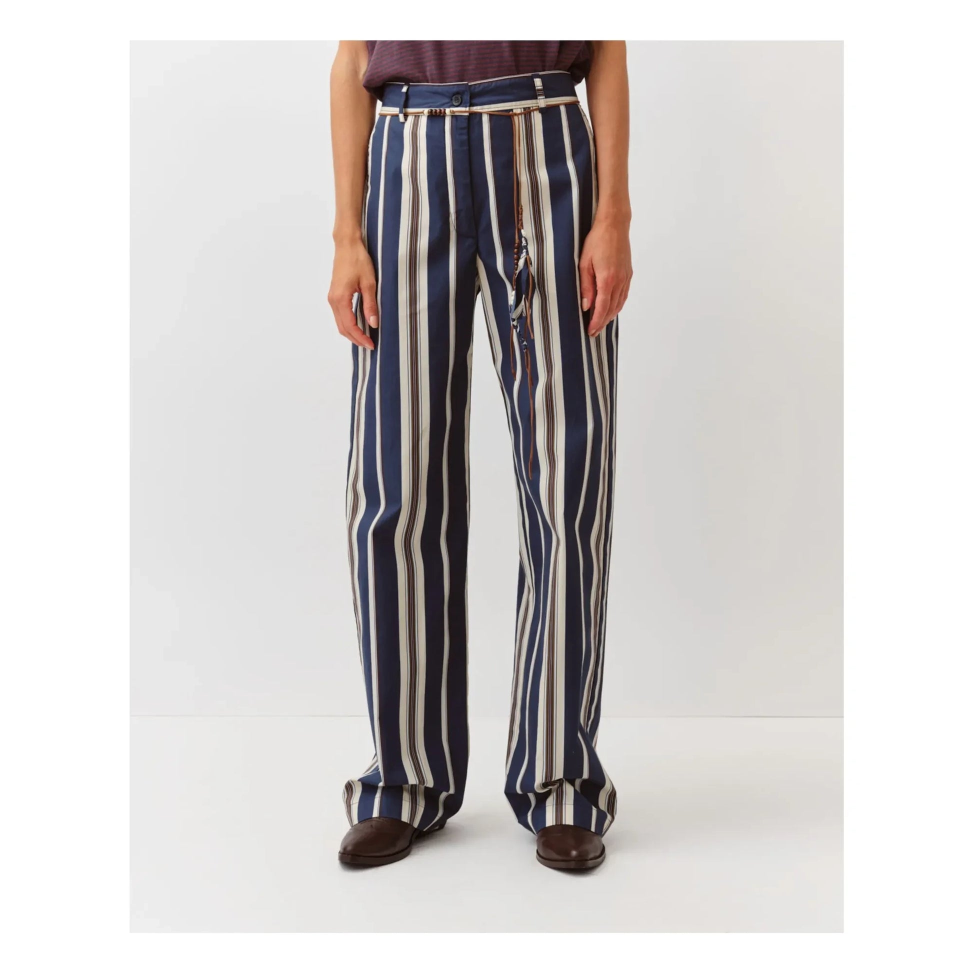 Diega - Pimao Striped Pants | Navy blue