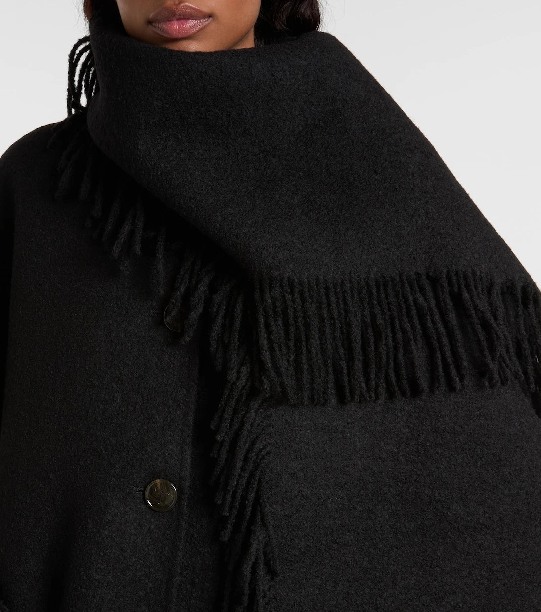 Toteme - Fringed scarf-detail wool-blend jacket
