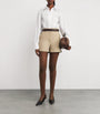 Max Mara Beige Stretch-Cotton High-Waist Shorts