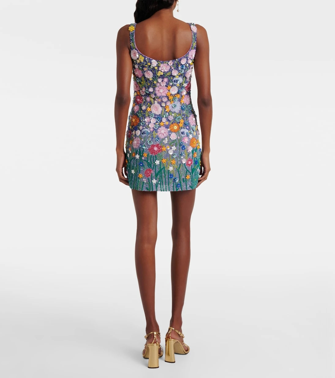Là Fuori - Embroidered floral-appliqué minidress