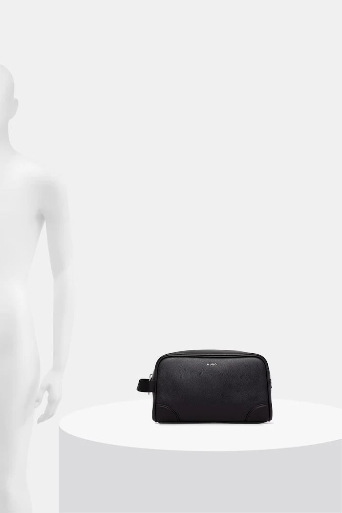 HUGO erkek suni deri seyahat kozmetik çantası GO-BAG WASHBAG