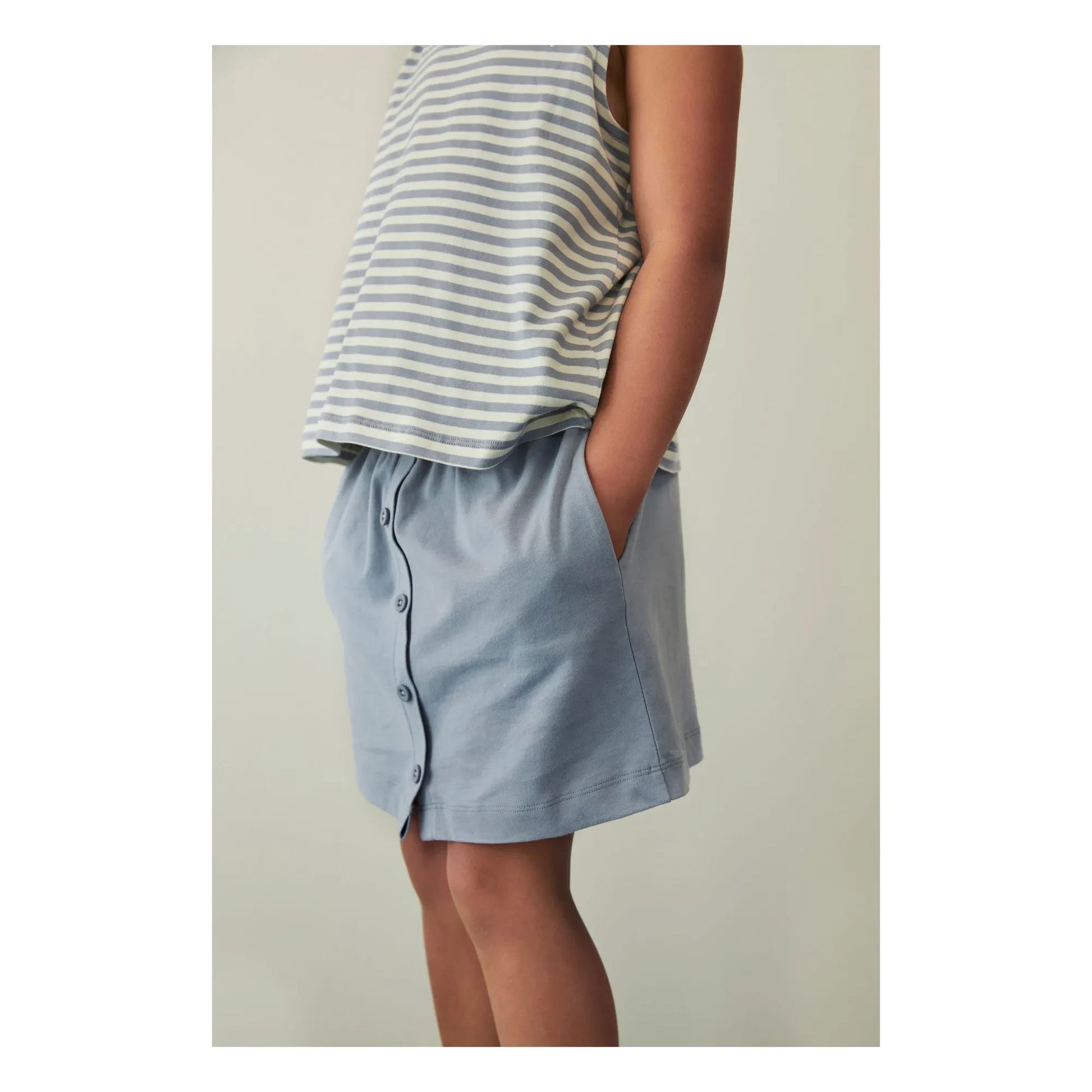 Gray Label - Striped Organic Cotton Boxy Top | Ice Blue