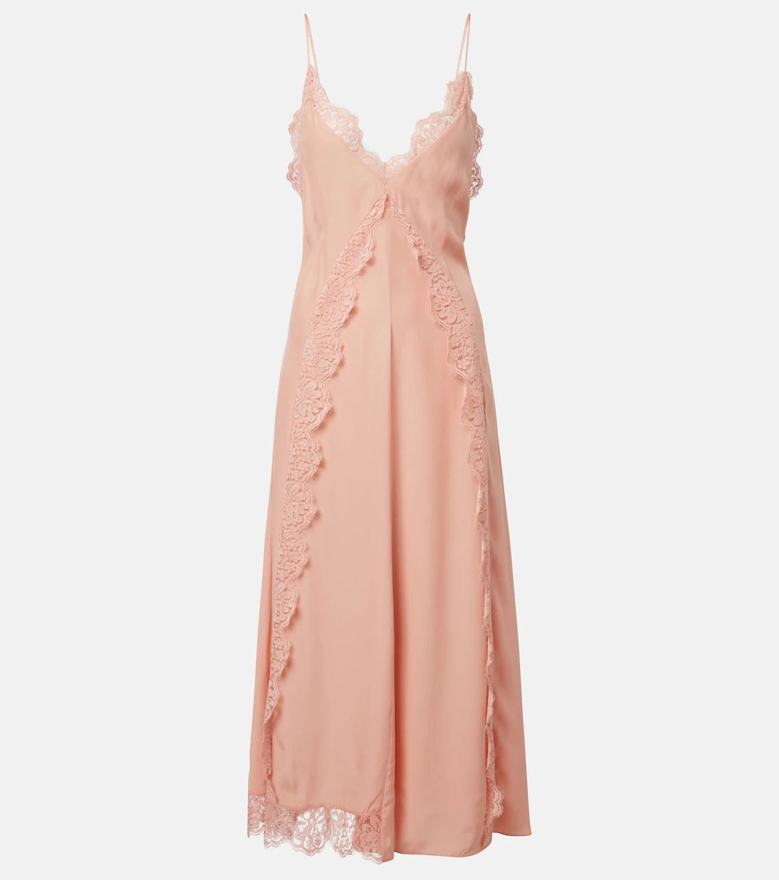 Stella McCartney - Lace-trimmed silk midi dress