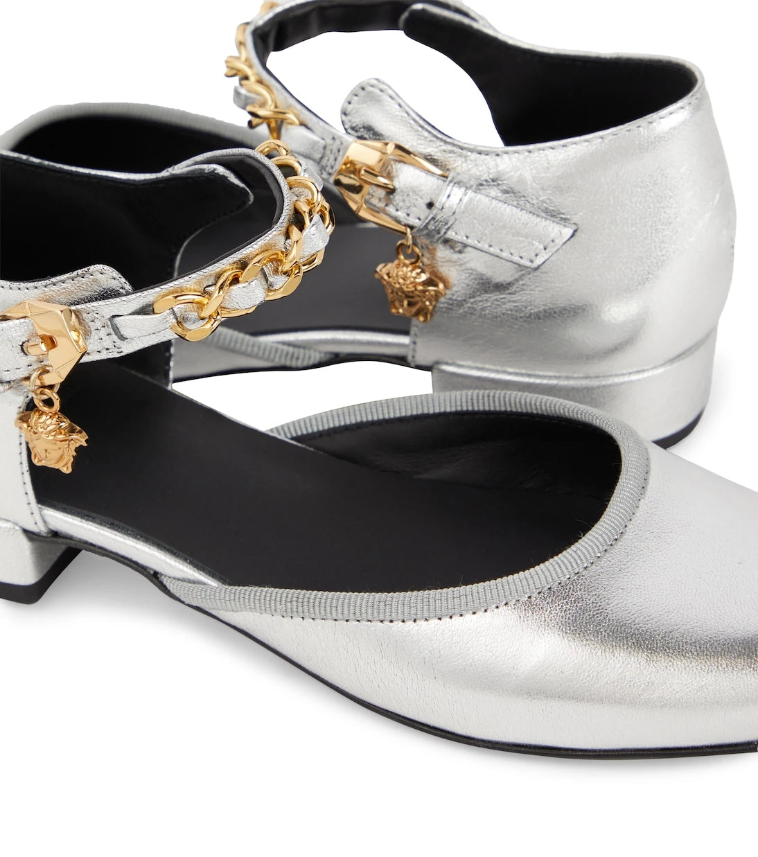 Versace Kids - La Medusa metallic leather flats