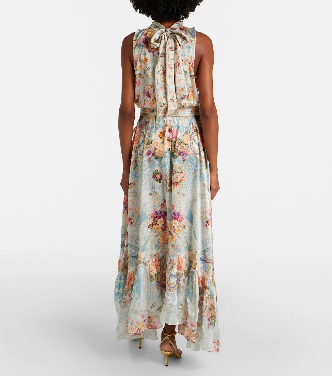 Camilla - Embellished floral silk maxi dress