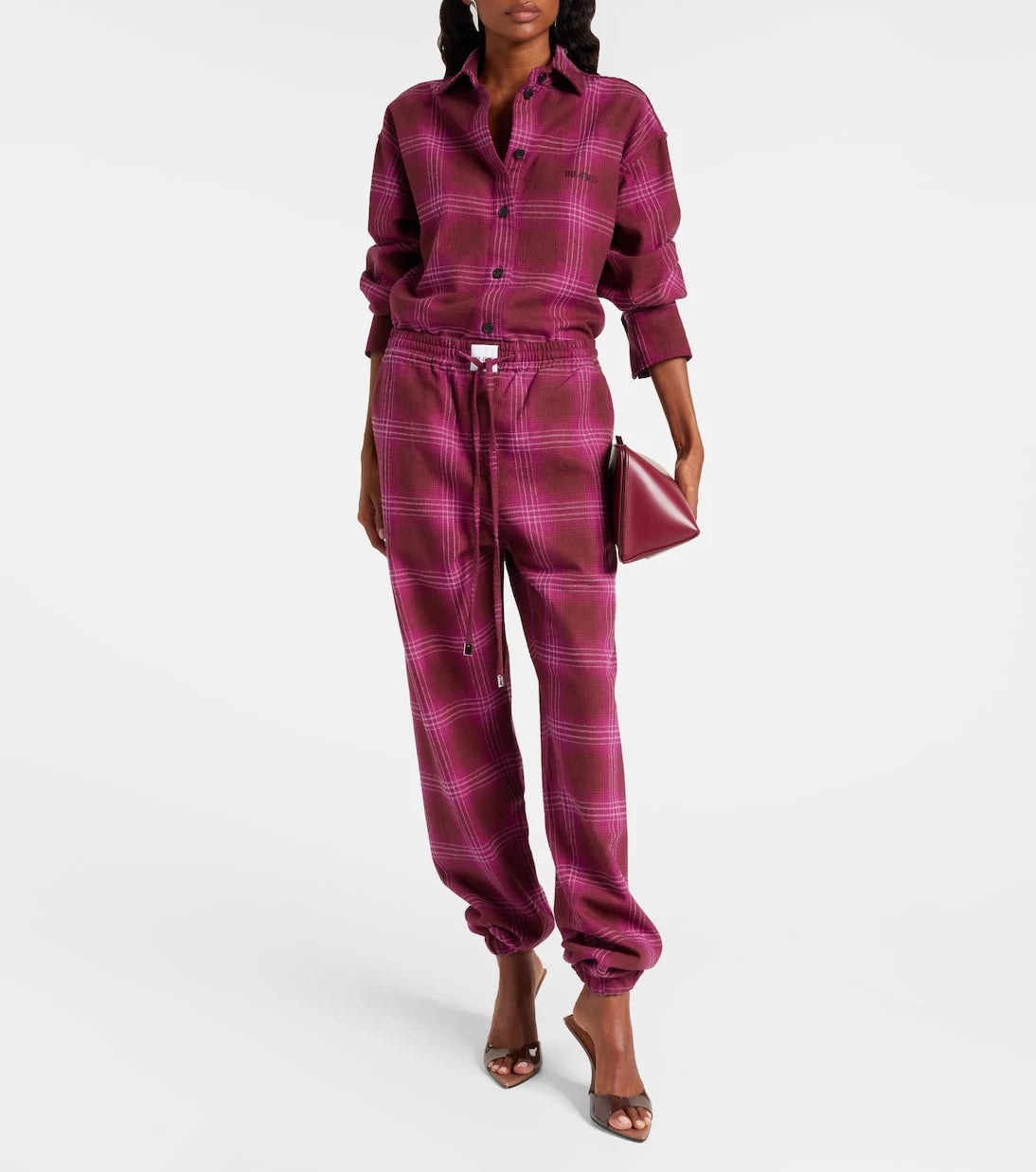 The Attico - Checked cotton flannel sweatpants
