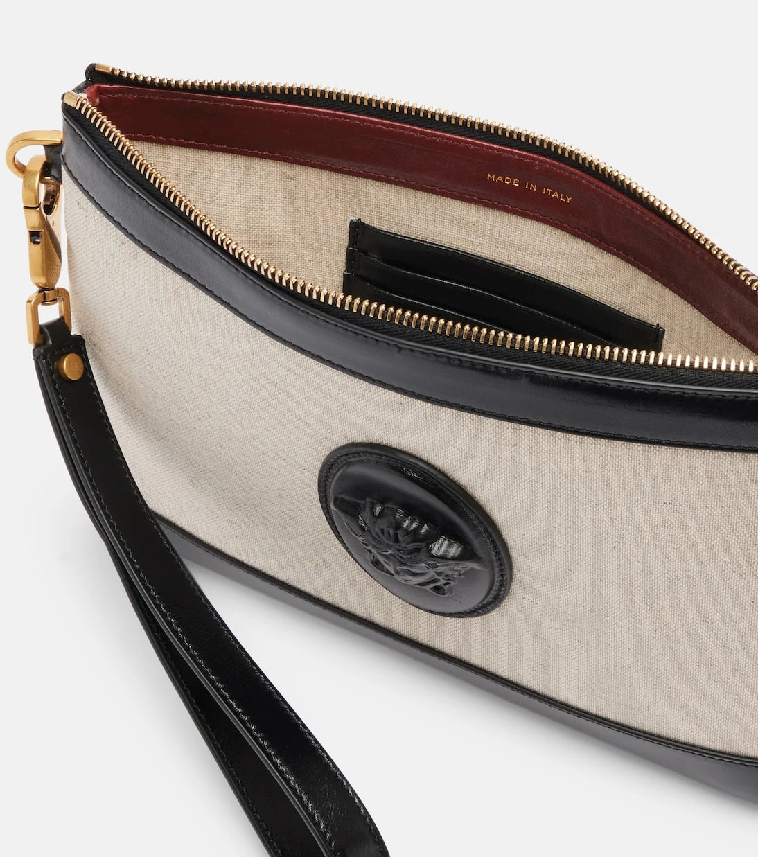 Versace - Rivière leather-trimmed canvas pouch