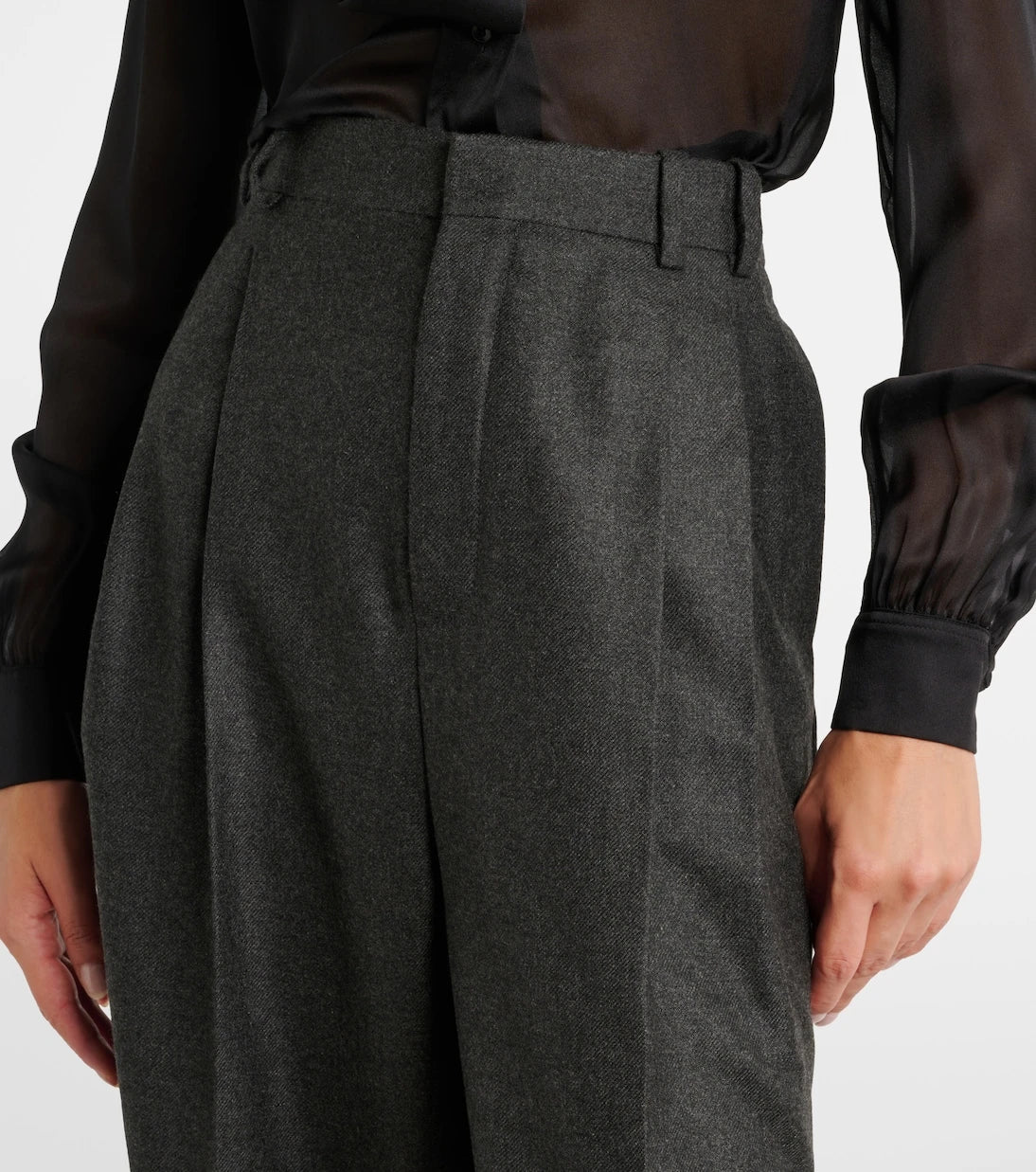 Saint Laurent - Pleated cashmere wide-leg pants