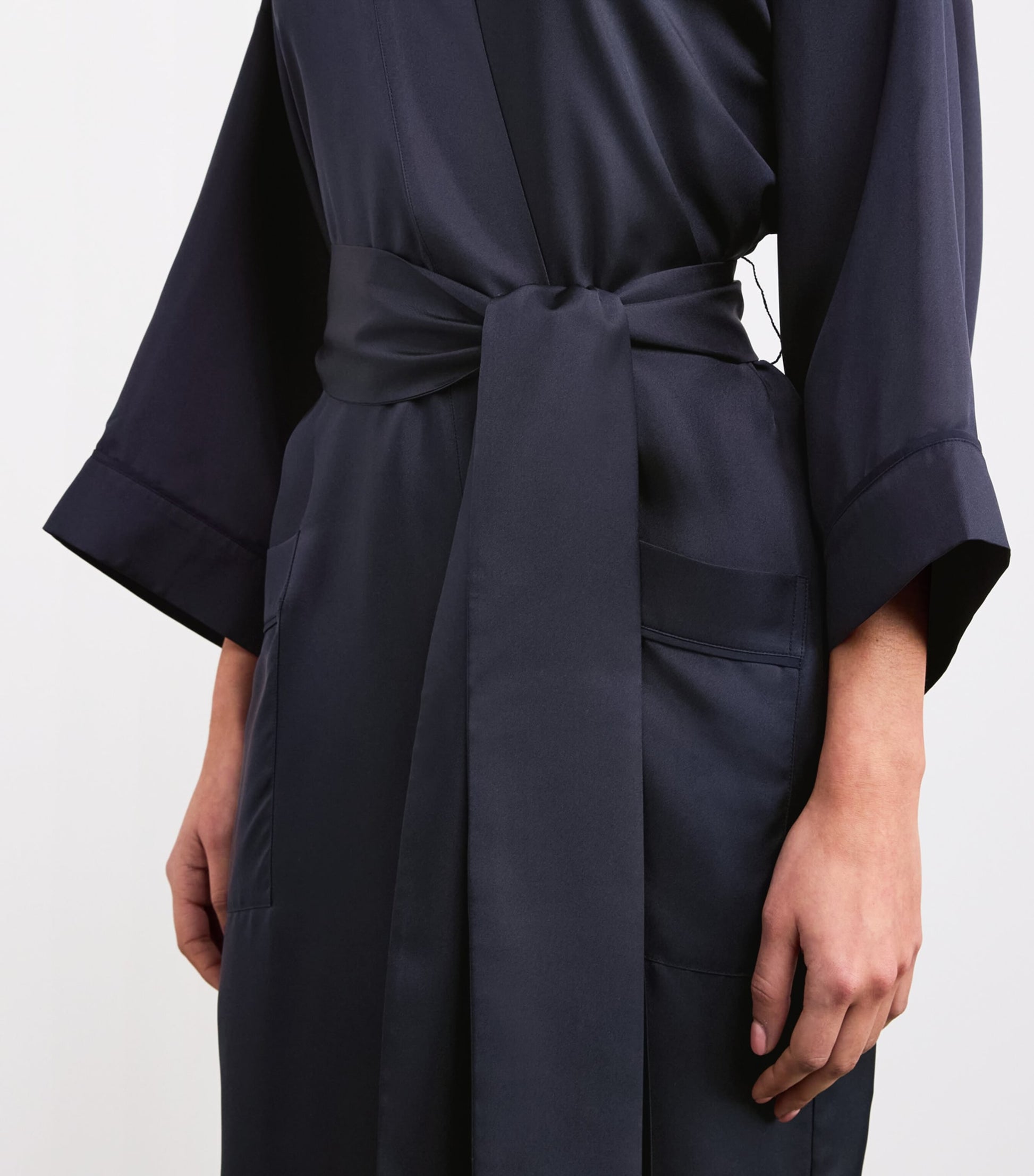 Navy Silk Sabine Long Robe