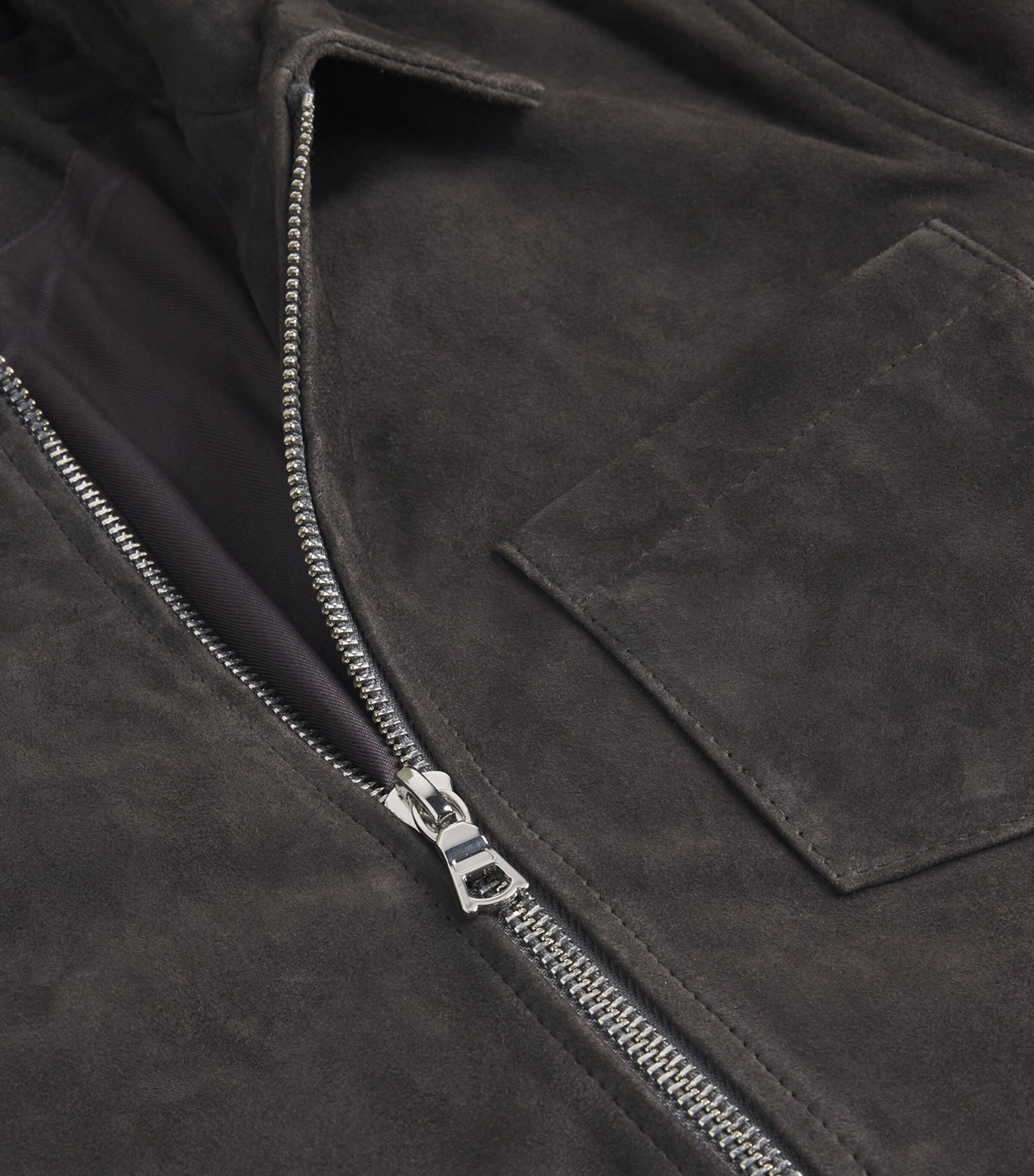 Officine Generale Black Suede Zip Overshirt