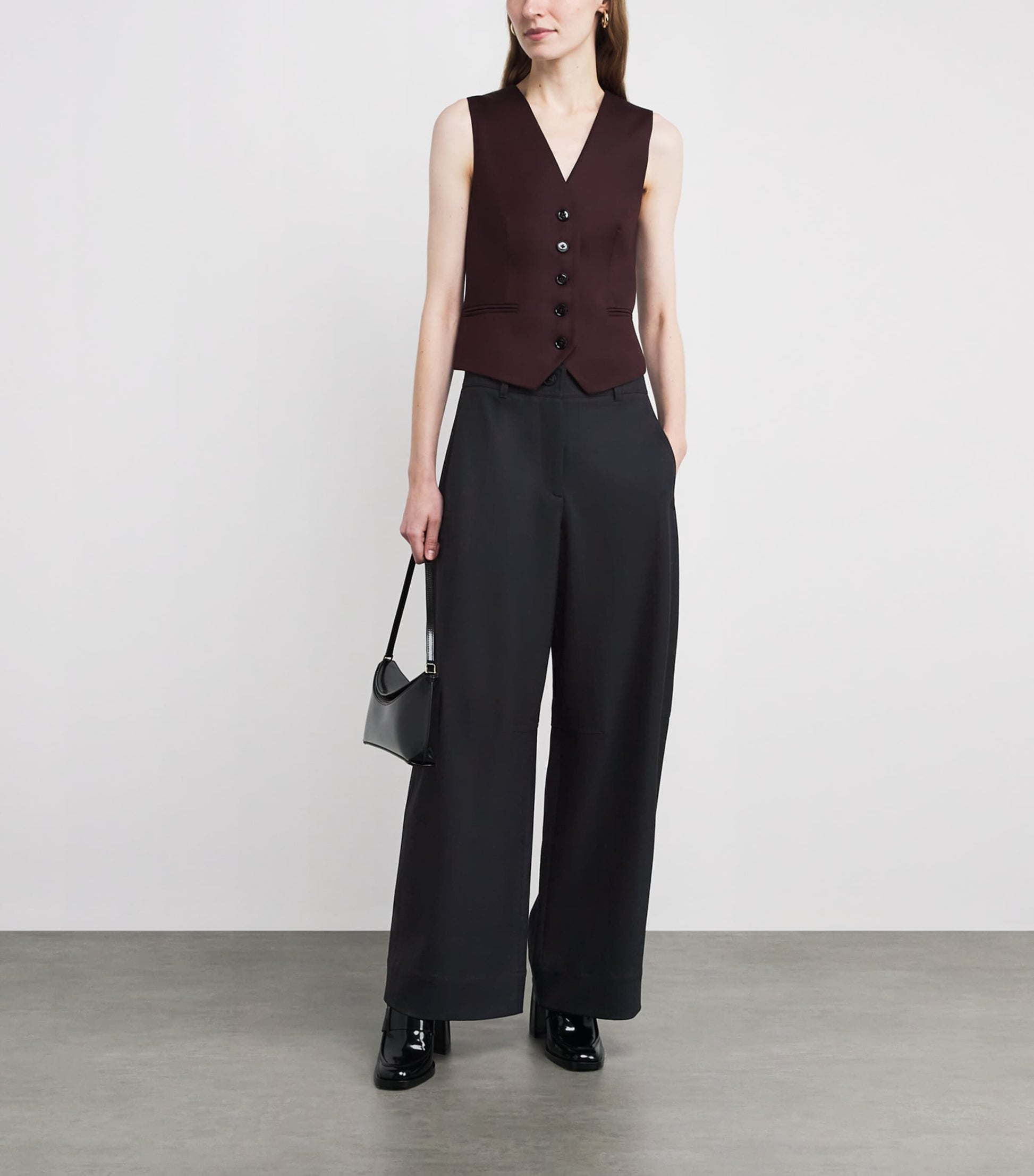 Navy Pinstripe Barrel-Leg Trousers