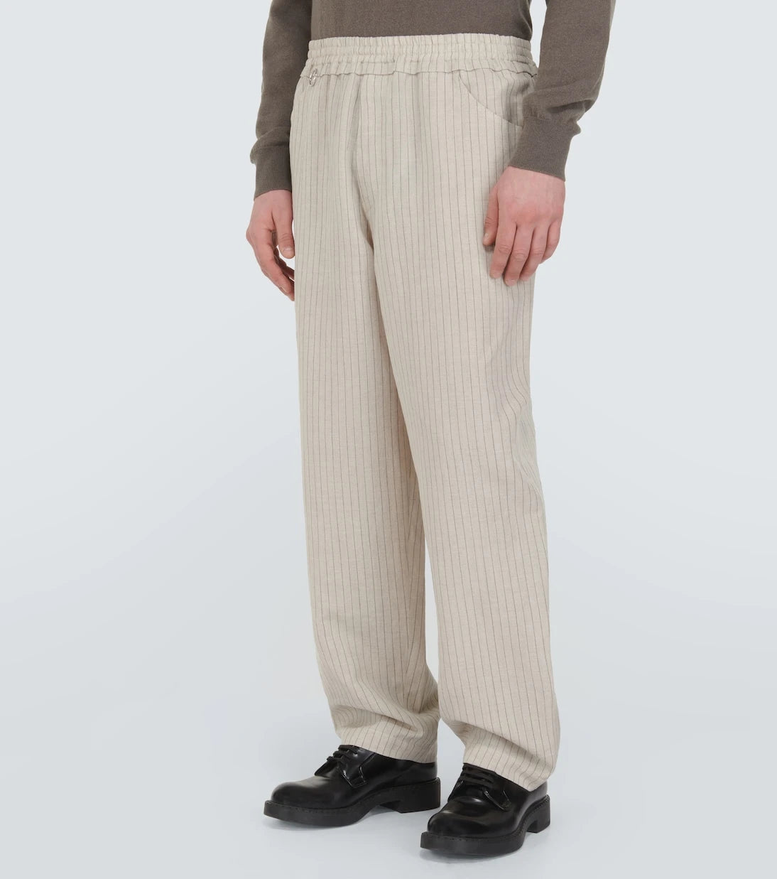 Undercover - Pinstripe wool and linen wide-leg pants