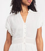 Maje White Lace-Insert Maxi Shirt Dress