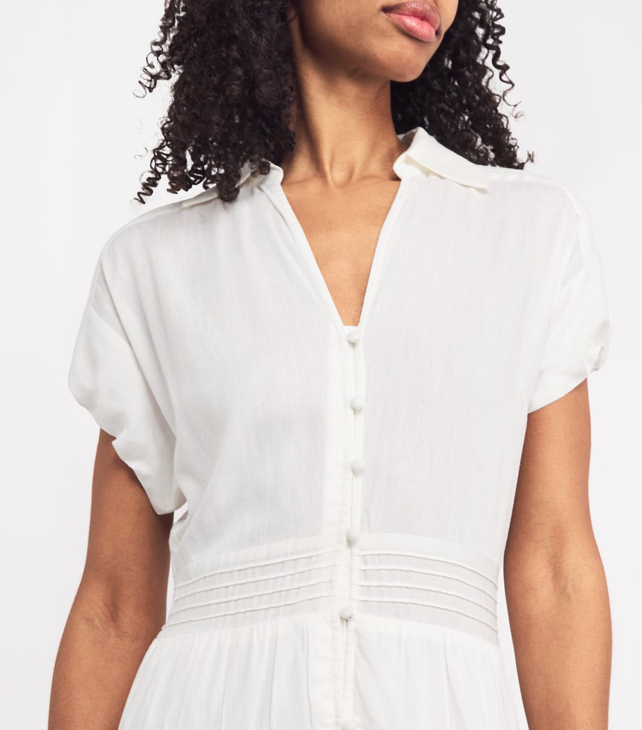 Maje White Lace-Insert Maxi Shirt Dress