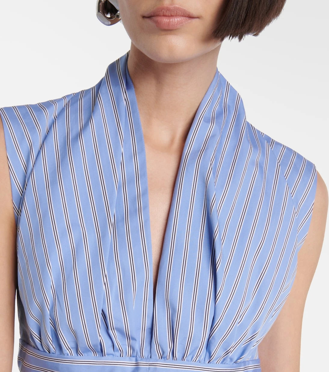 Patou - Striped gathered cotton poplin minidress