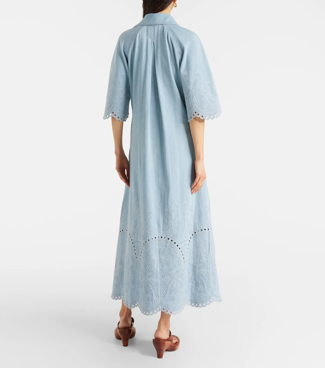 Zimmermann - Daylight embroidered denim midi dress