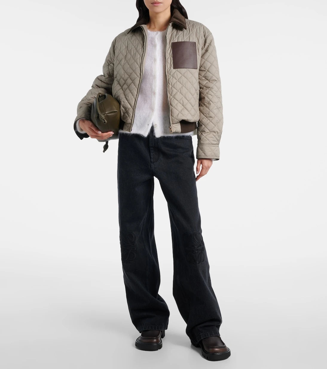 Loewe - Anagram leather-trimmed quilted jacket