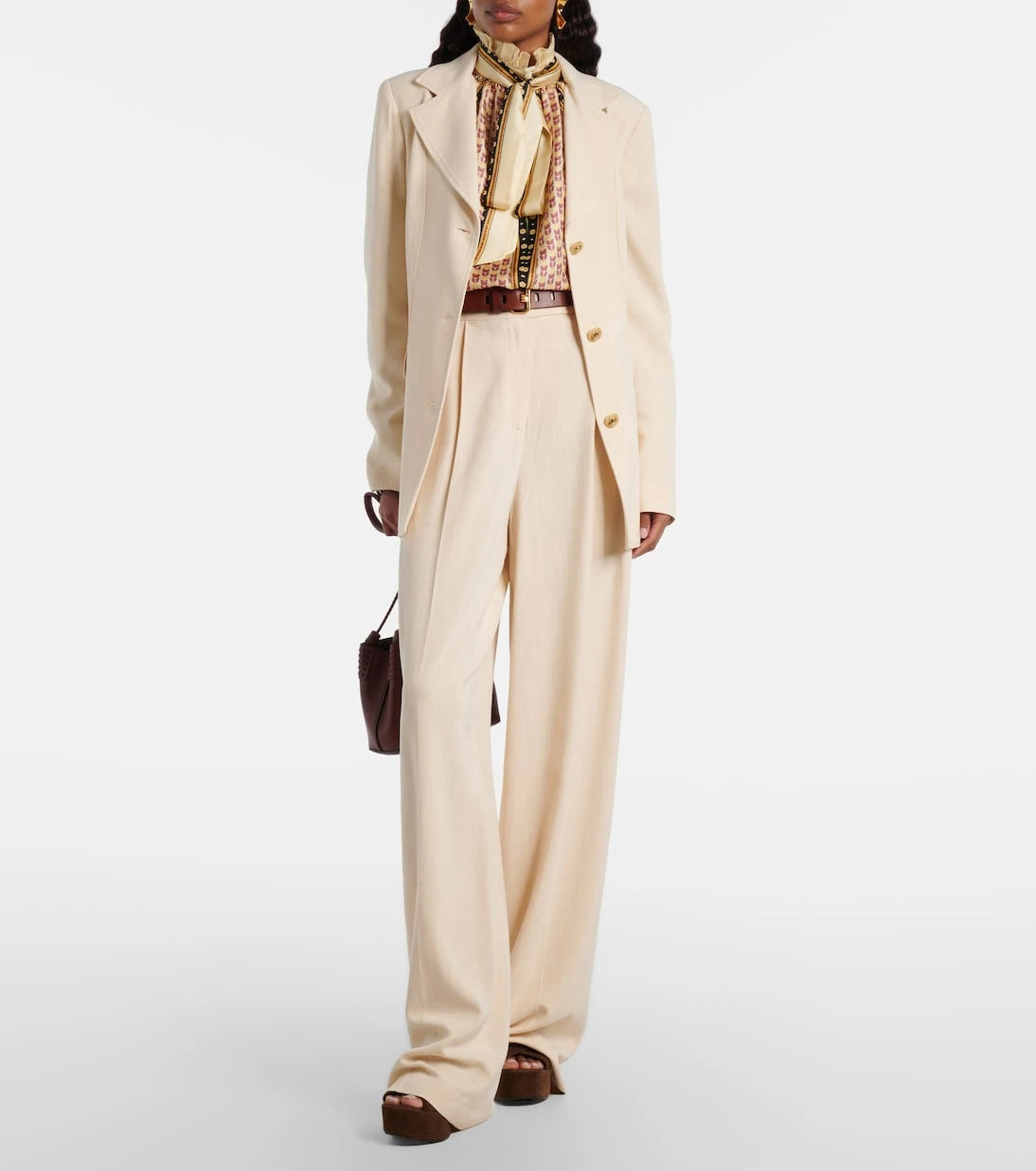 Etro - بنطلون بقصة أرجل واسعة وخصر عالٍ